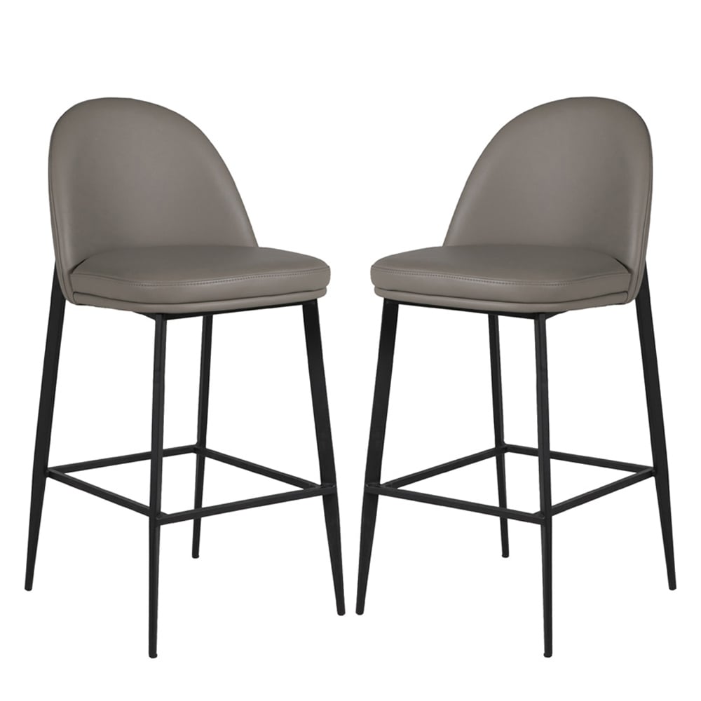 Read more about Vacaville grey faux leather bar stools in pair