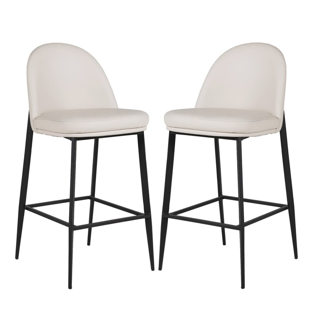 Read more about Vacaville taupe cream faux leather bar stools in pair