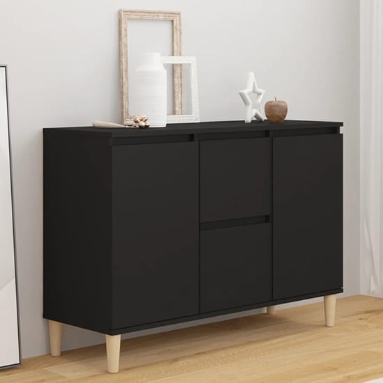 Product photograph of Vaeda Wooden Sideboard With 2 Doors 2 Drawers In Black from Furniture in Fashion