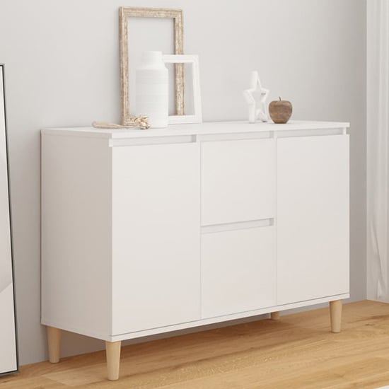 Product photograph of Vaeda Wooden Sideboard With 2 Doors 2 Drawers In White from Furniture in Fashion