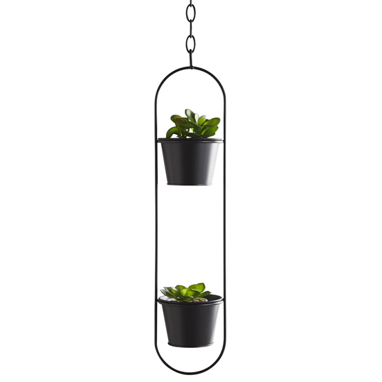 Vail Small Metal Duo Hanging Plant Holder In Black | Furniture in Fashion