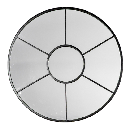 Product photograph of Valance Round Wall Mirror In Black Frame from Furniture in Fashion