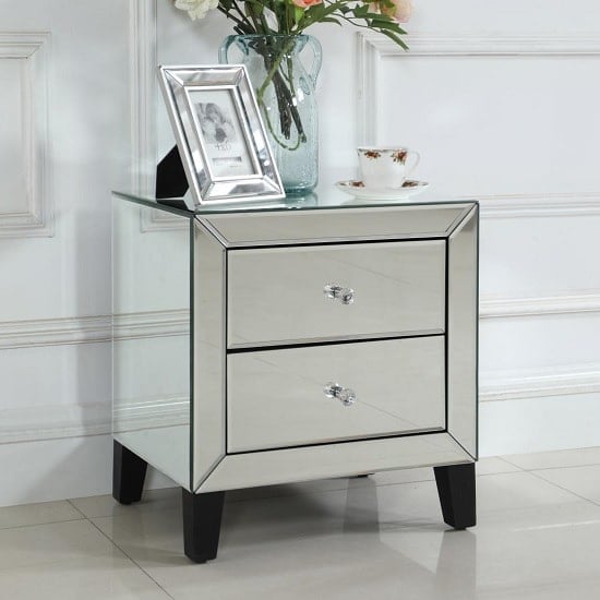 Read more about Agalia mirrored bedside cabinet with 2 drawers in silver