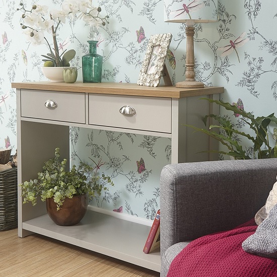 Read more about Loftus wooden console table in grey with 2 drawers