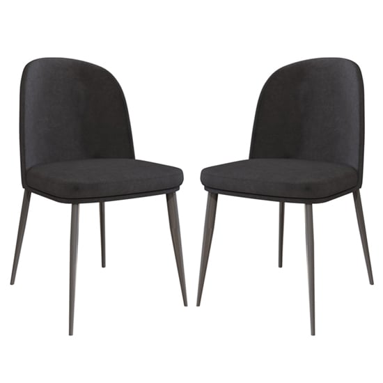 Product photograph of Valente Dark Grey Velvet Dining Chairs With Metal Legs In Pair from Furniture in Fashion