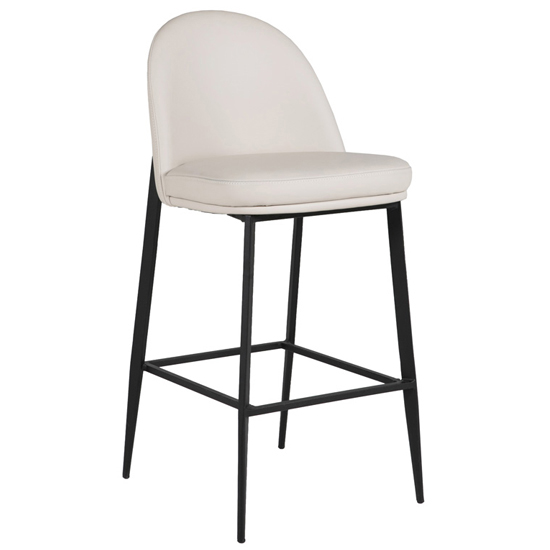 Product photograph of Valente Leather Bar Stool With Metal Legs In Taupe from Furniture in Fashion