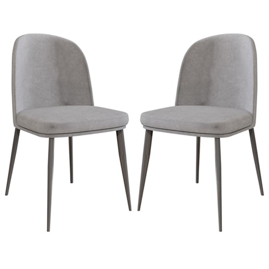 Product photograph of Valente Light Grey Velvet Dining Chairs With Metal Legs In Pair from Furniture in Fashion
