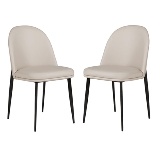 Product photograph of Valente Taupe Leather Dining Chairs With Metal Legs In Pair from Furniture in Fashion