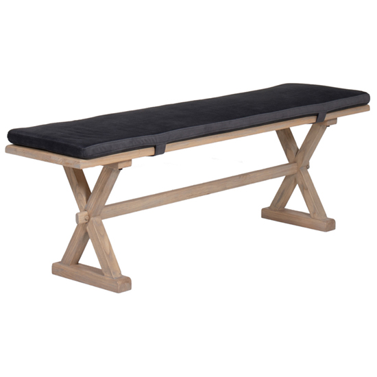 Product photograph of Valente Wooden Dining Bench With Fabric Seat In Black from Furniture in Fashion