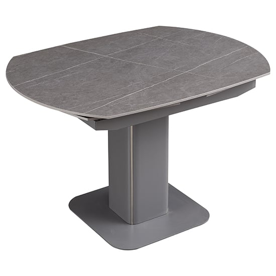 View Valera swivel extending ceramic dining table in dark grey