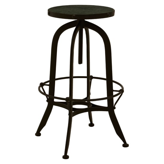 Read more about Vance round green marble top bar stool with black metal frame