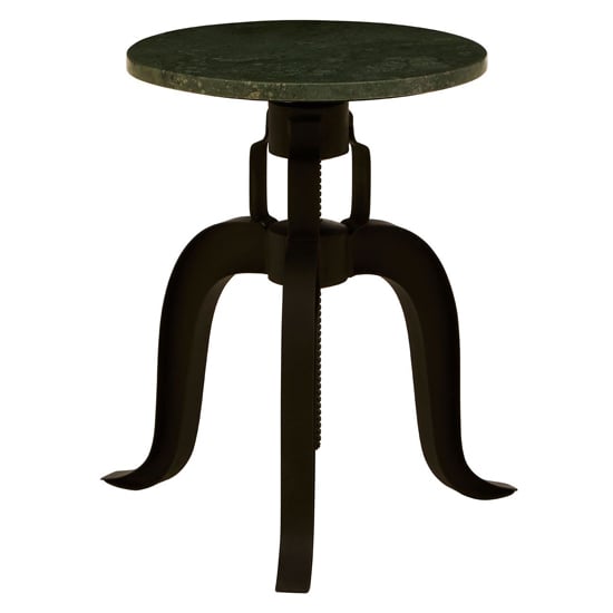 Read more about Vance round green marble top bar stool with black metal legs