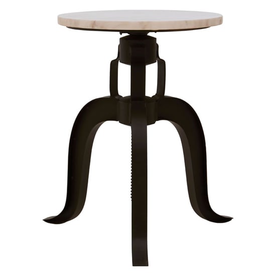 Read more about Vance round white marble top bar stool with black metal legs