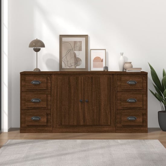 Product photograph of Vance Wooden Sideboard 2 Doors 6 Drawers In Brown Oak from Furniture in Fashion