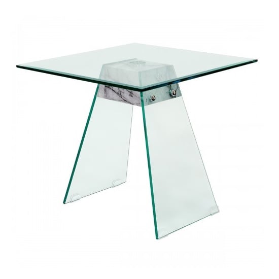 Read more about Vancouver glass lamp table in clear and marble effect support