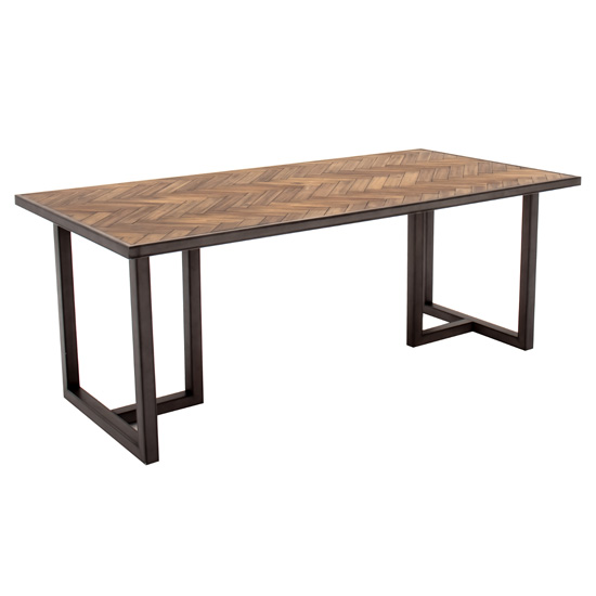 Vanya Large Wooden Dining Table In Light Brown With Metal Legs | FiF