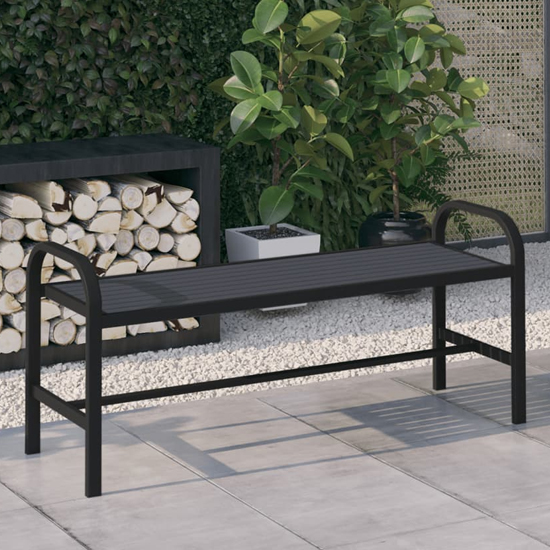 Read more about Vanya twin wpc garden seating bench with steel frame in black