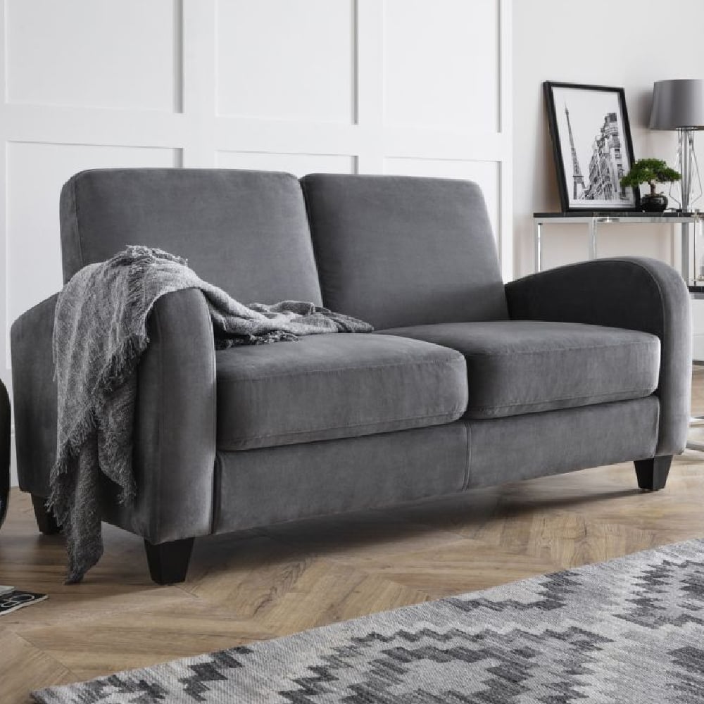 Product photograph of Varali Fabric 3 Seater Sofa With Black Legs In Dusk Grey from Furniture in Fashion