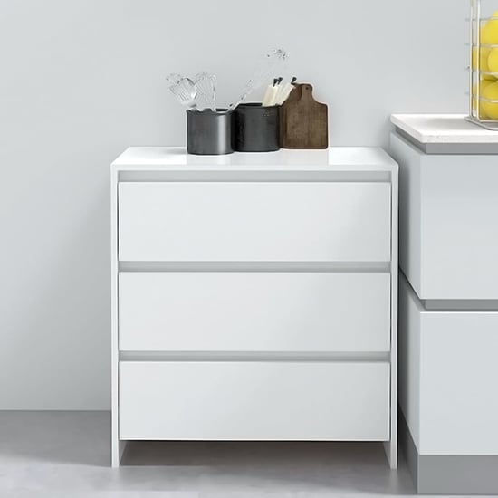 Read more about Variel high gloss chest of 3 drawers in white