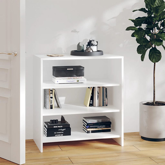 Product photograph of Variel Wooden Bookcase With 3 Shelves In White from Furniture in Fashion