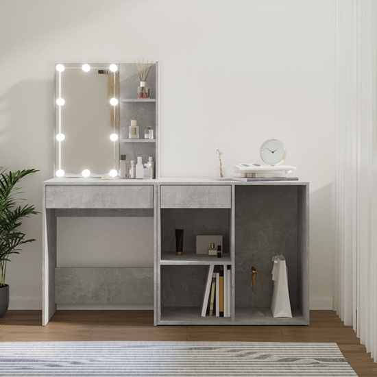 Product photograph of Varro Dressing Set In Concrete Effect With 1 Cabinet And Led from Furniture in Fashion