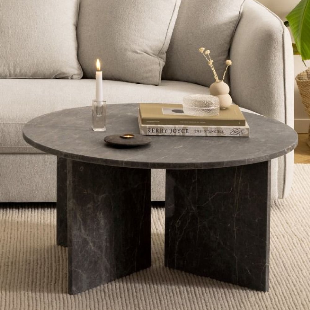 Product photograph of Vashon Marble Round Coffee Table In Marron from Furniture in Fashion