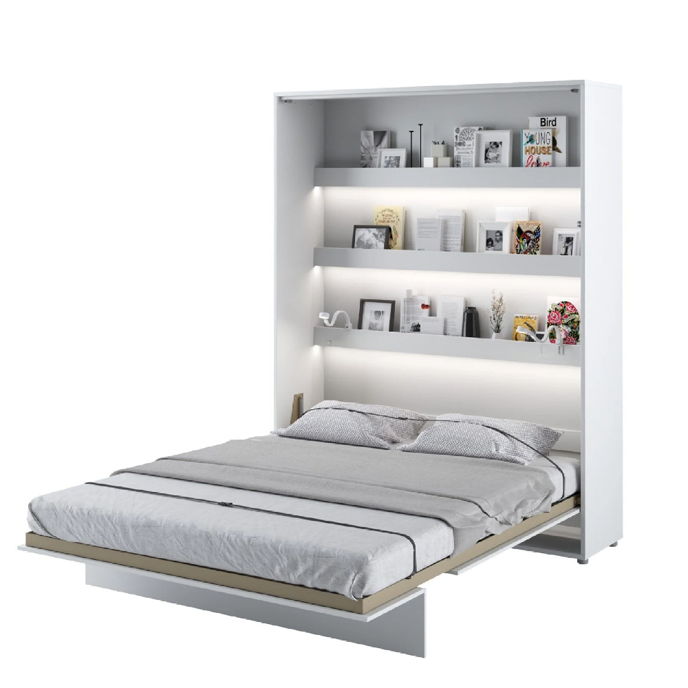 vashon vertical wall high gloss king size bed in white