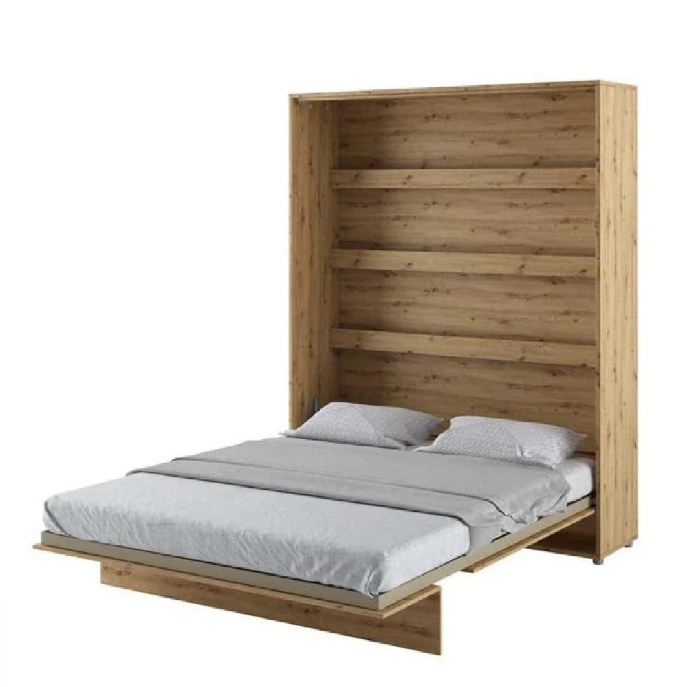 vashon vertical wall wooden king size bed in artisan oak