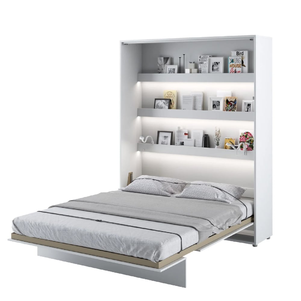 vashon vertical wall wooden king size bed in matt white