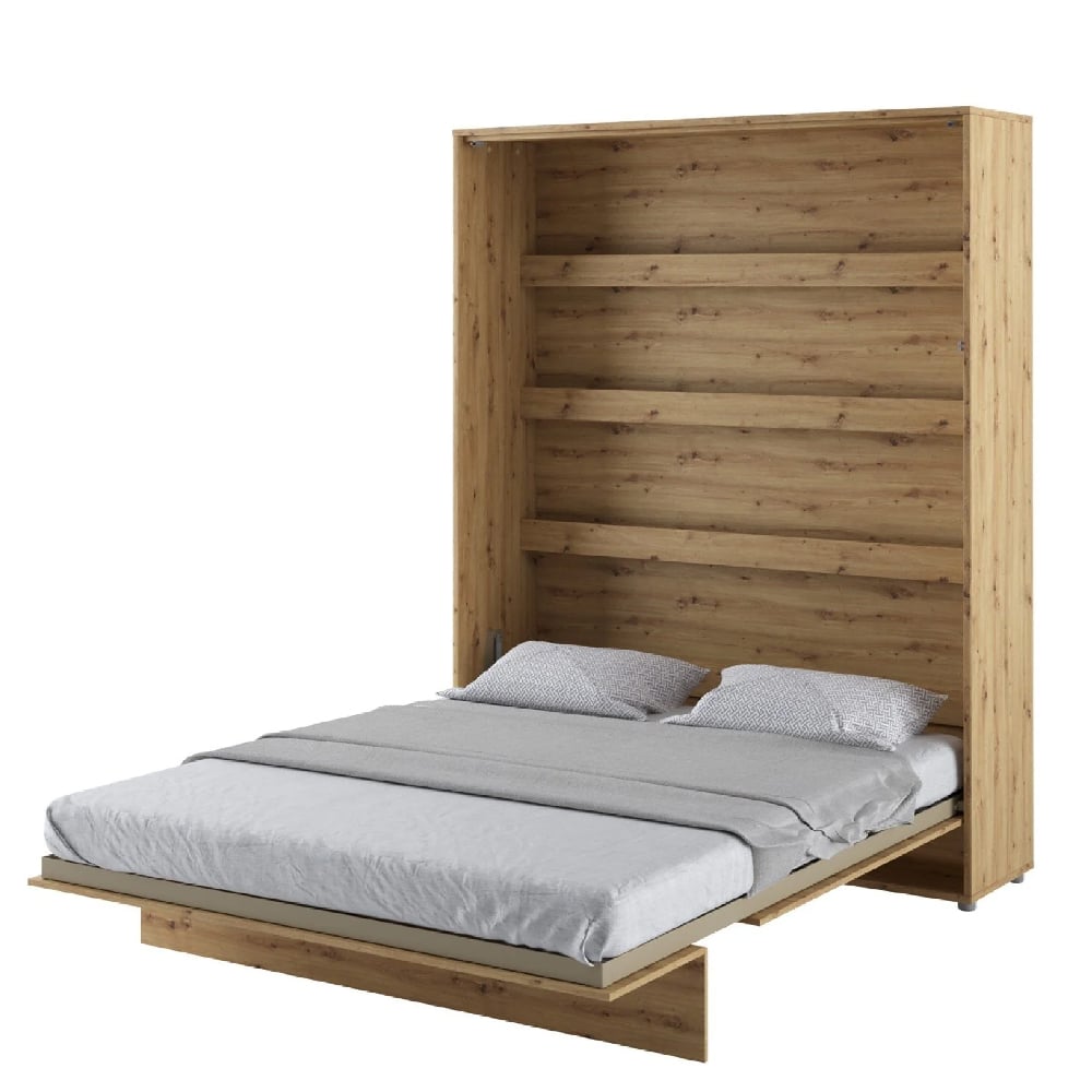 vashon vertical wall wooden super king size bed in artisan oak