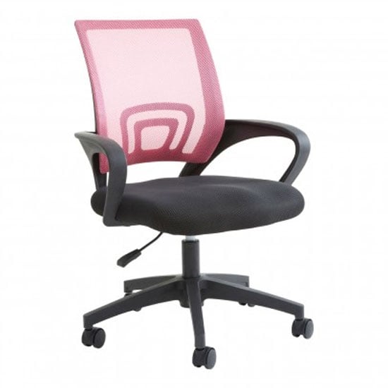 Read more about Velika home and office chair in pink with black armrest