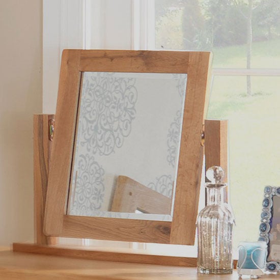 Photo of Velum dressing table mirror in chunky solid oak frame