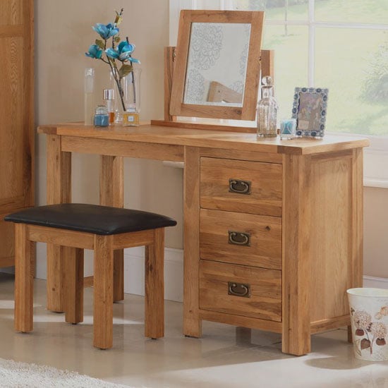 Read more about Velum wooden 3pc dressing table set in chunky solid oak