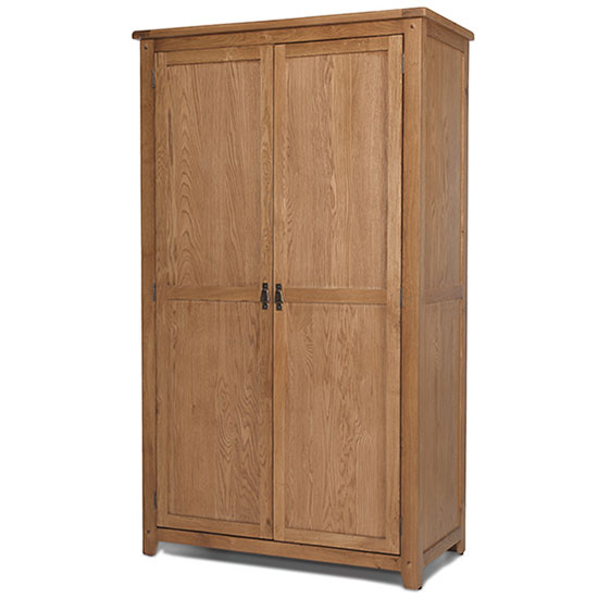 View Velum wooden double door wardrobe in chunky solid oak