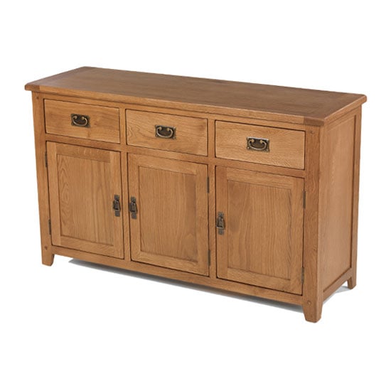 Photo of Velum wooden large sideboard in chunky solid oak