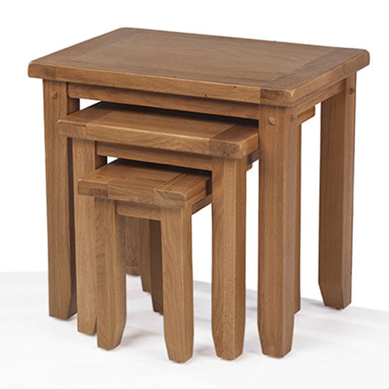 Read more about Velum wooden set of 3 nesting tables in chunky solid oak