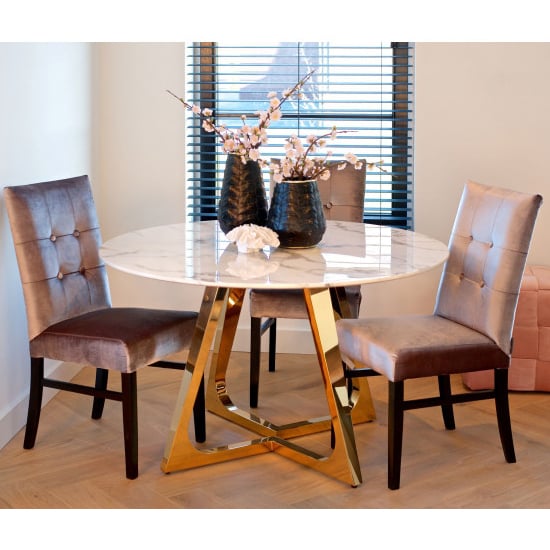 Round White Marble Dining Table With Gold Legs FiF