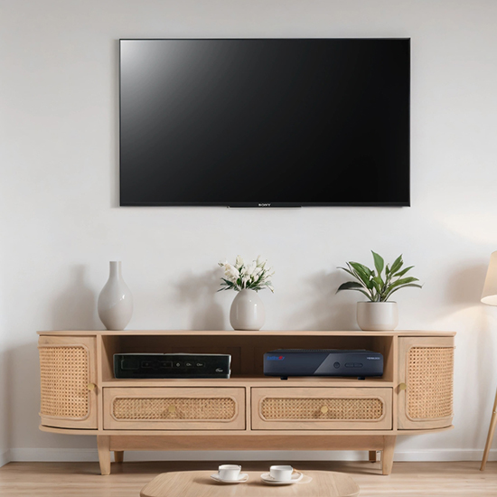 Product photograph of Venice Cane And Mango Wood Tv Stand 2 Doors 2 Drawers In Natural from Furniture in Fashion