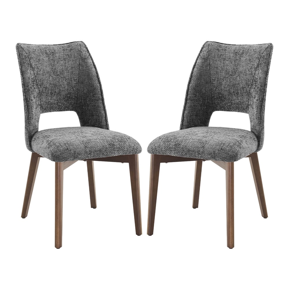 Read more about Venice dark grey fabric dining chairs in pair