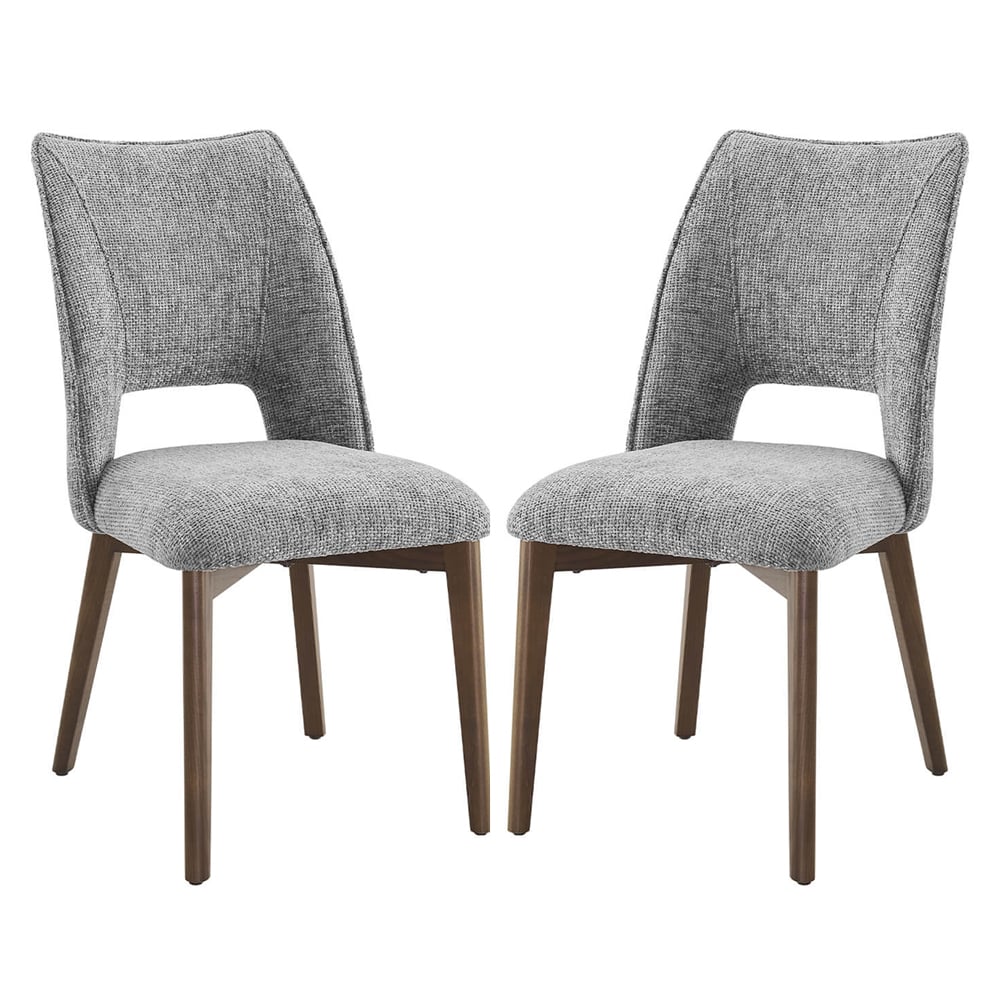 Read more about Venice light grey fabric dining chairs in pair