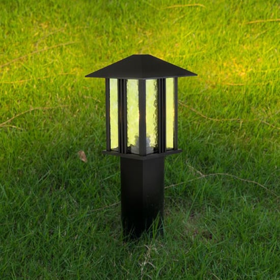 Read more about Venice outdoor post light in black with water glass