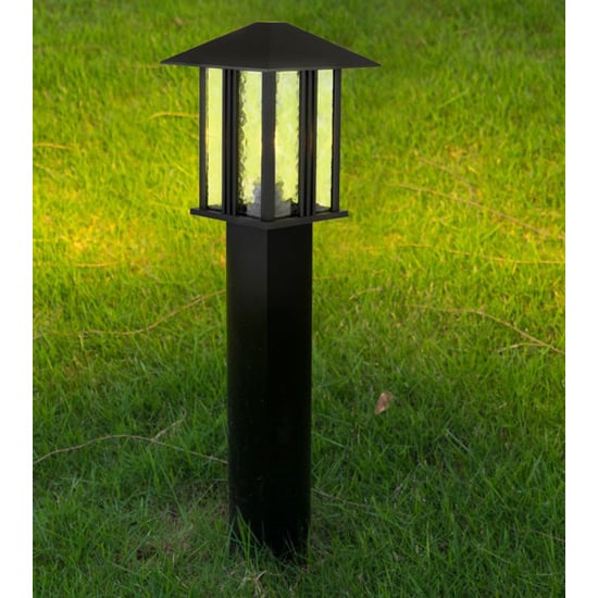 Read more about Venice outdoor tall post light in black with water glass