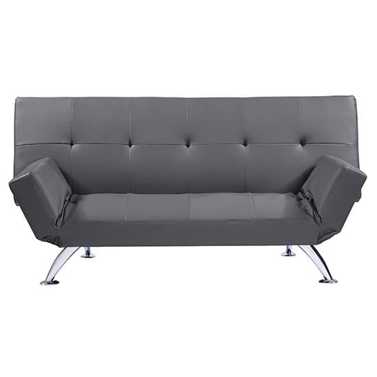 Photo of Venice faux leather sofa bed in grey with chrome metal legs