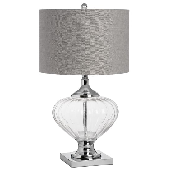 Read more about Venin mirrored table lamp in silver with grey shade