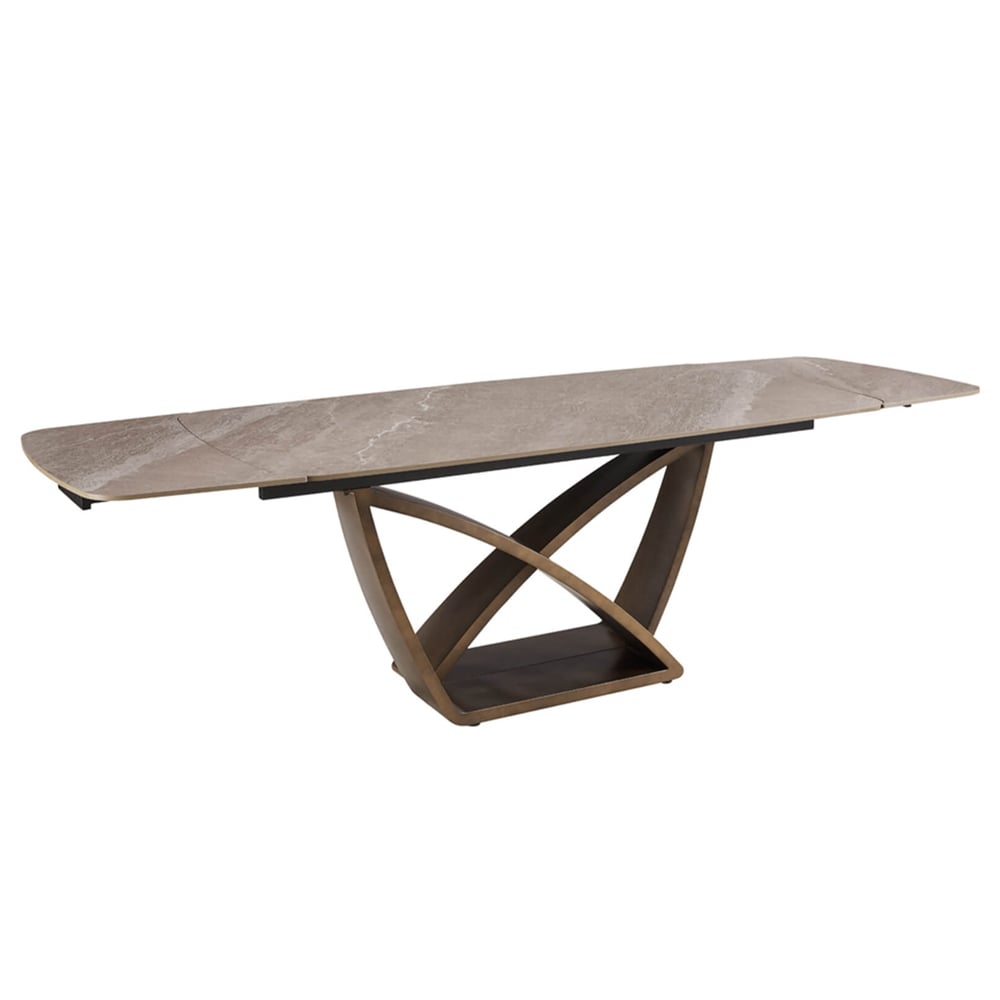 vernal extending sintered stone top dining table in brown