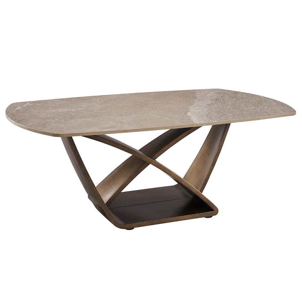 vernal sintered stone top coffee table in brown