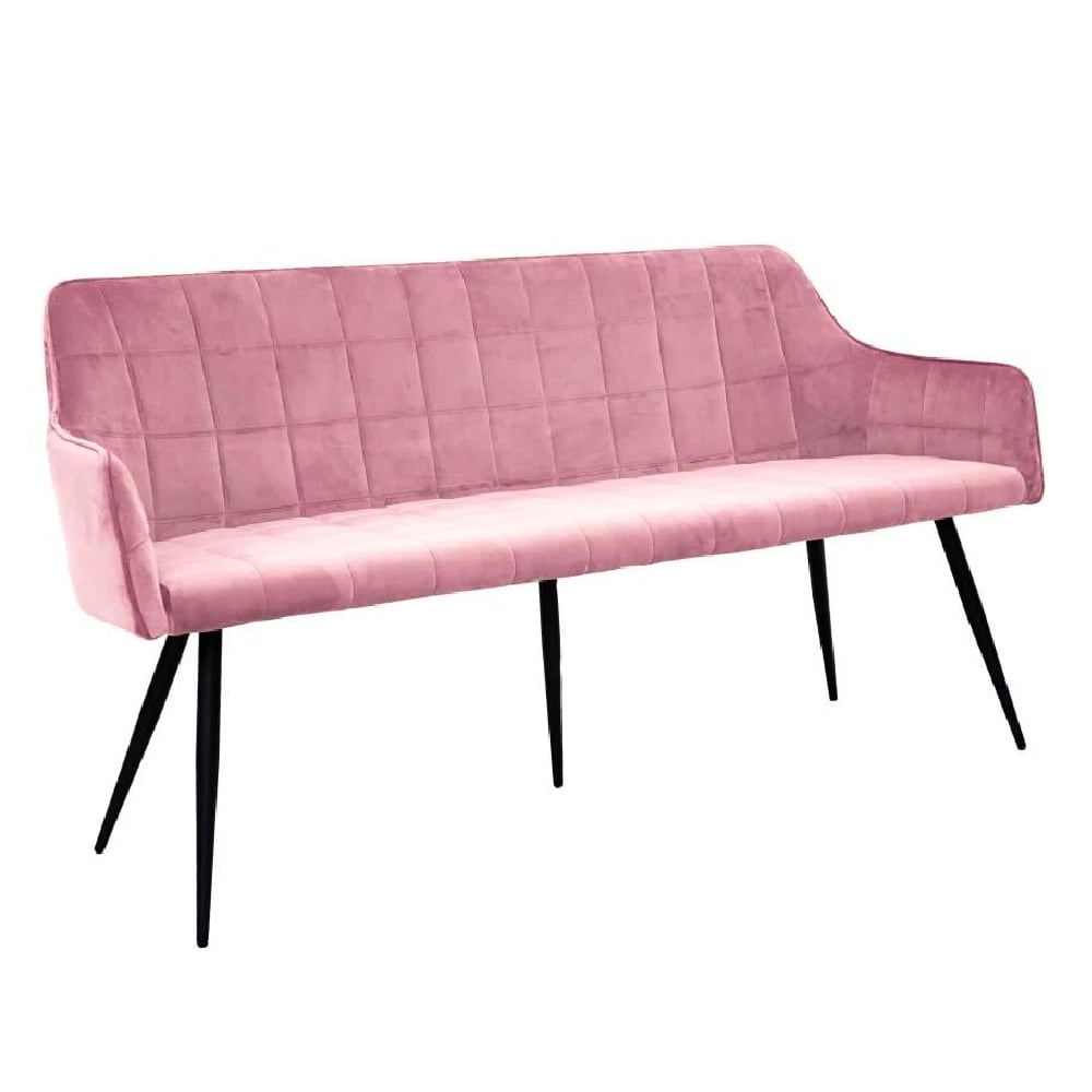 Read more about Vernal velvet hallway seating bench with black legs in blush