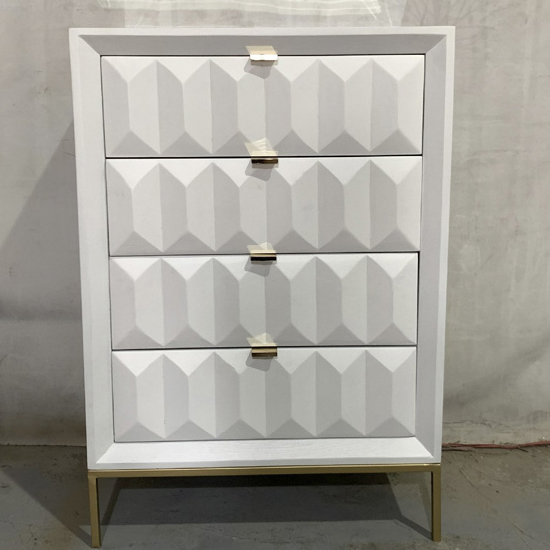 Product photograph of Veraiza Chest Of Drawers In White High Gloss With 4 Drawers from Furniture in Fashion