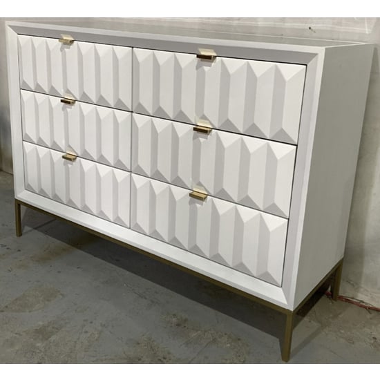 Product photograph of Veraiza Chest Of Drawers In White High Gloss With 6 Drawers from Furniture in Fashion