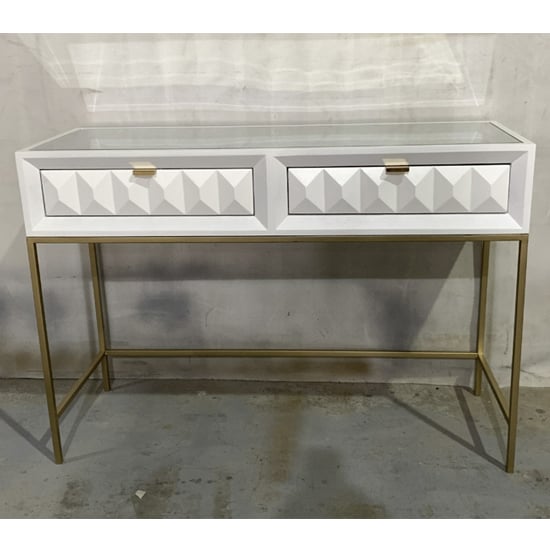 Product photograph of Veraiza Console Table In White High Gloss With 2 Drawers from Furniture in Fashion